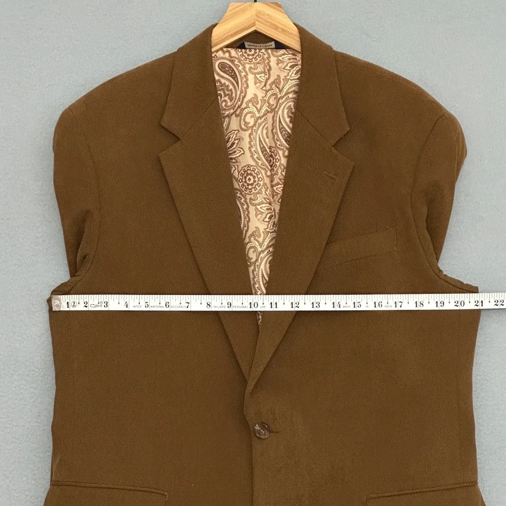Alan Flusser Mens Jacket 44R Cognac Brown Textured Twill 2 Button Sport Coat